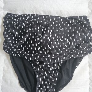 Nani Swimwear Black White Ruched High Rise Bikini Bottoms Size Large